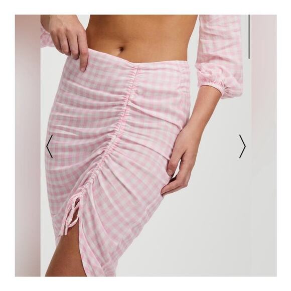 Revolve VDM The Label Jemma Crop Top/Stassie Ruched Skirt Pink Gingham  Sz Sm - Picture 12 of 12